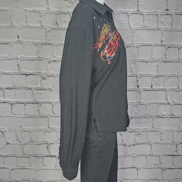 Bill Blass Vintage Black Embroidered Christmas Angel Shirt, Women's Large - Picture 7 of 15